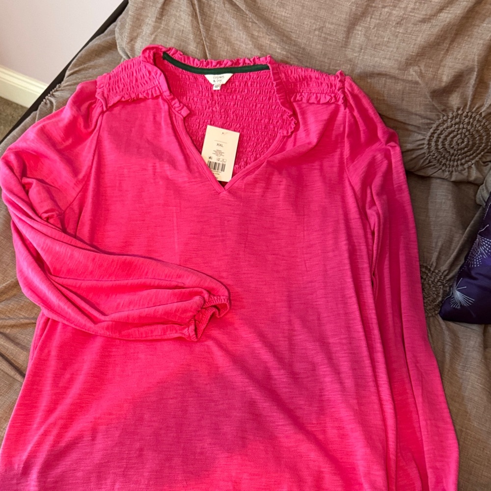 Crown & Ivy Bright Pink Blouse